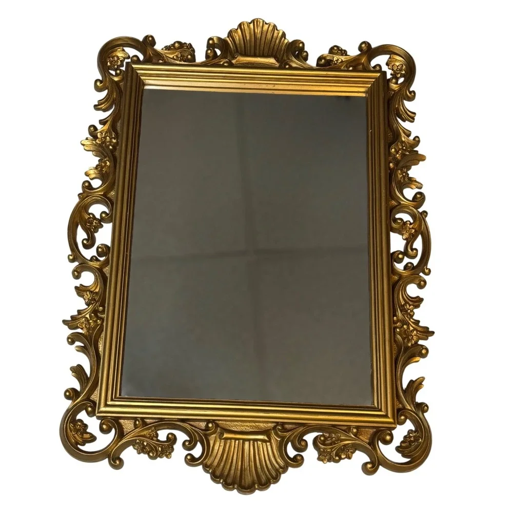 Vintage Gold Mirror Homco 2151 Ornate Rococo Syroco Wall Decor 1988 Regency Vtg